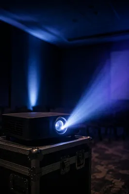Projector Beam in Dark Meeting Room