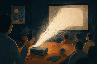 Projector Beam in Dark Meeting Room