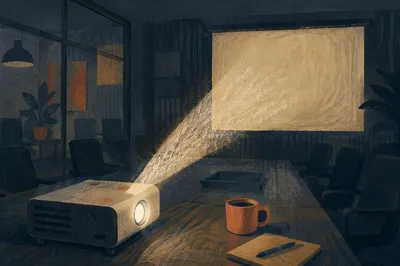 Projector Beam in Dark Meeting Room