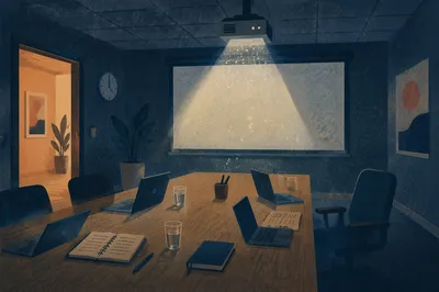 Projector Beam in Dark Meeting Room