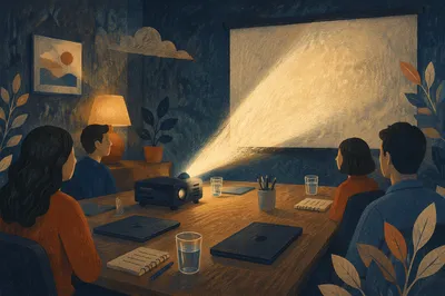 Projector Beam in Dark Meeting Room