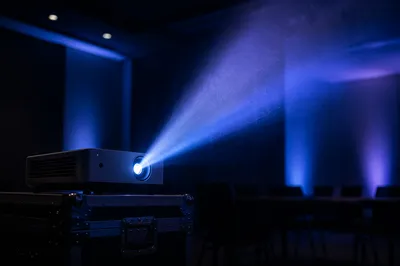 Projector Beam in Dark Meeting Room
