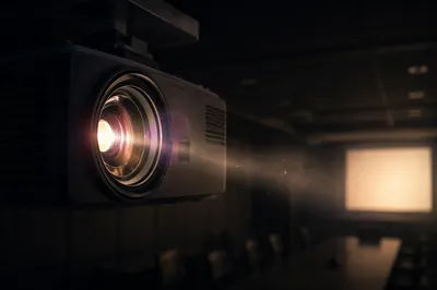 Projector Beam in Dark Meeting Room