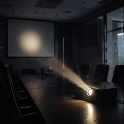 Projector Beam in Dark Meeting Room