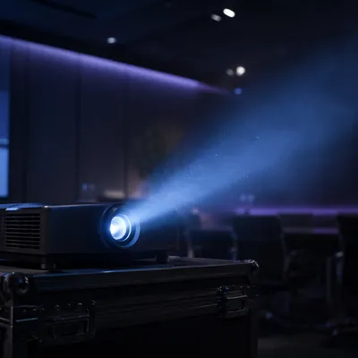 Projector Beam in Dark Meeting Room
