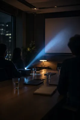 Projector Beam in Dark Meeting Room