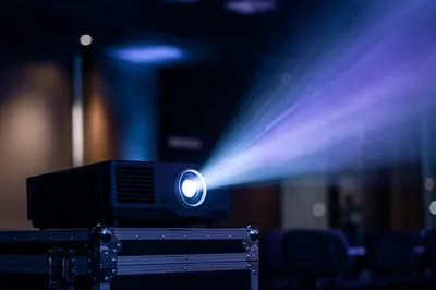 Projector Beam in Dark Meeting Room