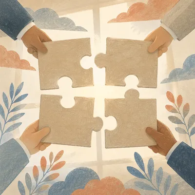 Business Team Hands Joining Puzzle Pieces