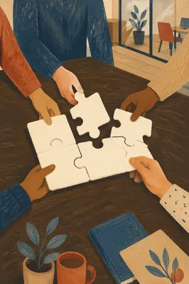 Hands Joining Puzzle Pieces for Teamwork