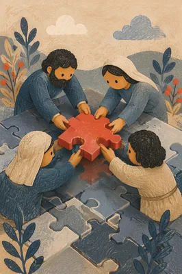 Red Puzzle Piece Teamwork Alignment