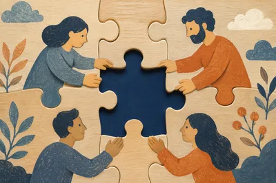 Wooden Puzzle Teamwork Business Concept