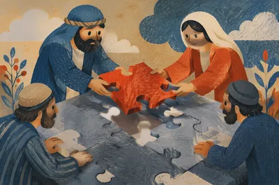 Red Puzzle Piece Teamwork Alignment