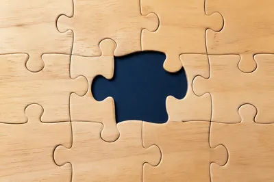 Wooden Puzzle Teamwork With Navy Center
