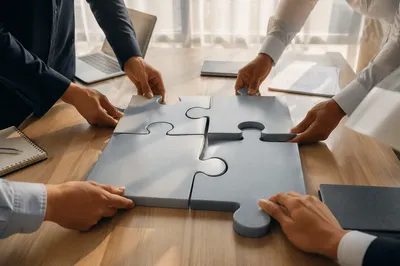 Business Teamwork Puzzle Pieces Joining Together
