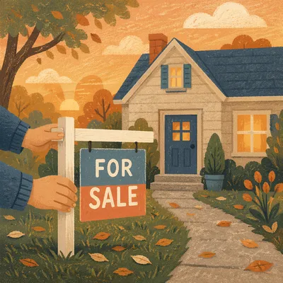 Hopeful Home Sale Sign at Golden Hour