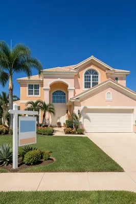 Suburban House For Sale Sign Exterior