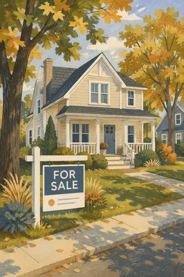 Suburban House With For Sale Sign