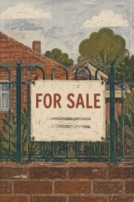 Weathered House For Sale Sign on Fence