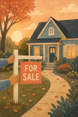 Hopeful Home Sale Sign at Golden Hour