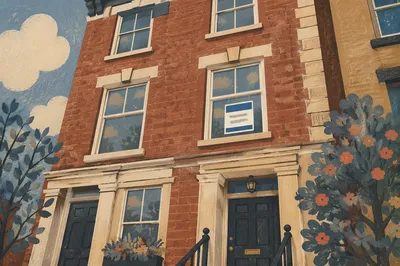 Urban Brick Apartment For Sale Sign
