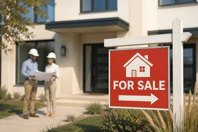 House for Sale Sign Near Modern Home