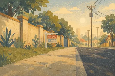 Quiet Suburban House For Sale Morning Scene