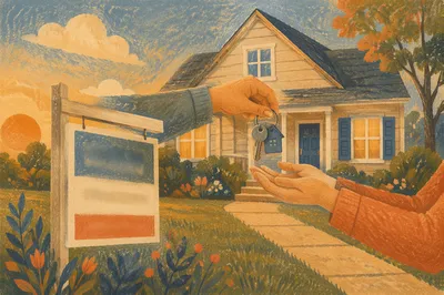 Suburban Home Sale With Key Exchange