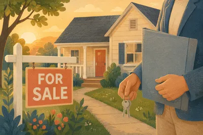 For Sale Sign at Suburban Home