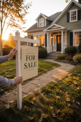 Hopeful Home Sale Sign at Golden Hour