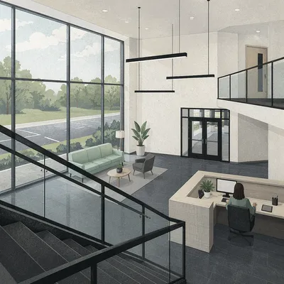 Modern Office Lobby Reception Desk