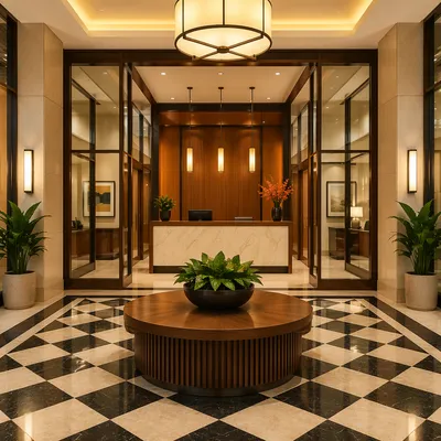 Modern Office Lobby Reception Desk