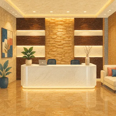 Modern Office Lobby Reception Desk
