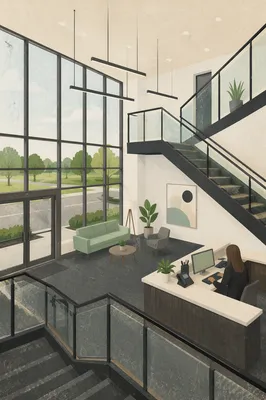 Modern Office Lobby Reception Desk Entrance