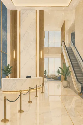 Luxury Modern Office Lobby Reception Desk