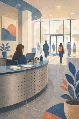 Modern Office Lobby Reception Desk