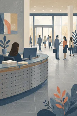 Modern Office Lobby Reception Entrance Scene