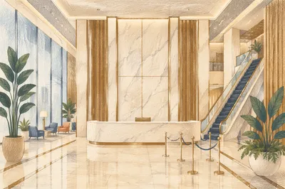 Luxury Modern Office Lobby Reception Desk