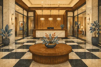 Modern Office Lobby Reception Desk