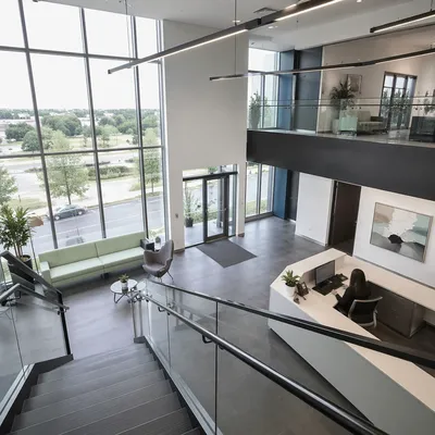 Modern Office Lobby with Reception Desk