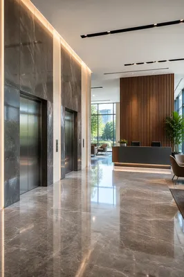 Modern Corporate Lobby With Reception Desk