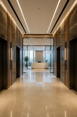 Modern Corporate Lobby With Elegant Reception Desk