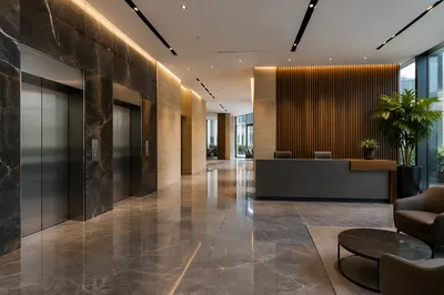 Modern Corporate Lobby With Reception Desk