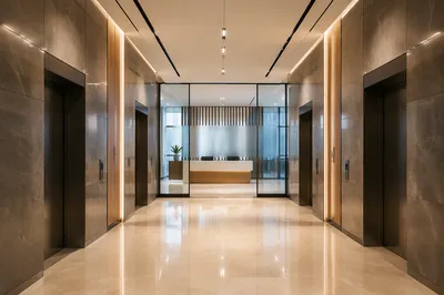 Modern Corporate Lobby With Reception Desk