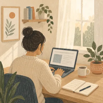 Calm Remote Work Home Office Desk