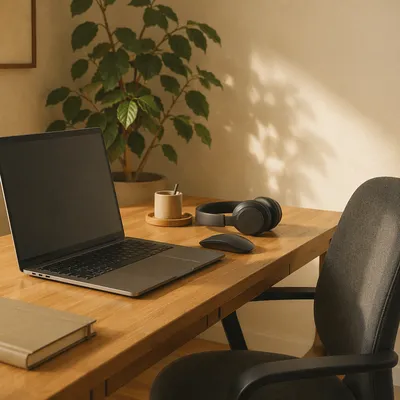 Cozy Remote Work Home Office Desk