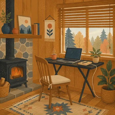 Cozy Remote Work Laptop Home Office