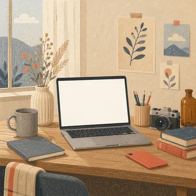 Calm Remote Work Home Office Desk