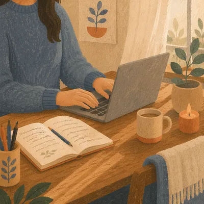 Calm Remote Work Home Office Morning