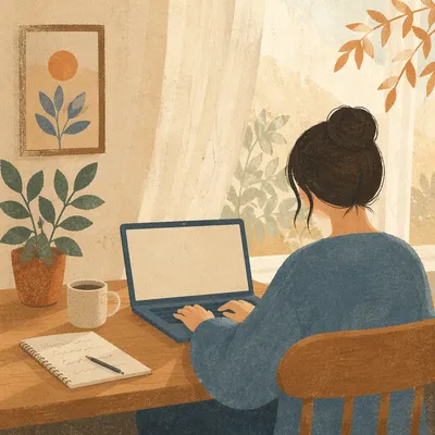 Peaceful Remote Work Home Office Desk