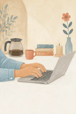 Calm Remote Work Home Office Laptop